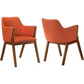 Renzo Dining Chair in Orange Fabric & Walnut Finish (Set of 2)