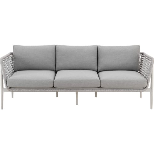 Rhodes Outdoor Sofa in Aluminum, Light Gray Rope & Fabric