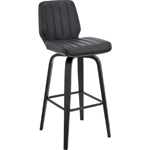 Renee 30" Swivel Bar Stool Grey Leatherette & Black Wood