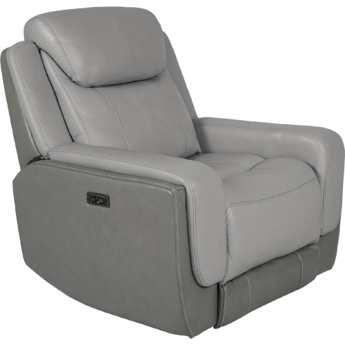 Rosalyn Zero Gravity Power Recliner w/ Power Headrest in Silver Gray Leather