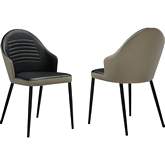 Rocco Dining Chair in Taupe Gray & Black Leatherette & Black Metal (Set of 2)