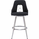 Ruby 26" Counter Stool in Brushed Stainless Steel & Black Leatherette