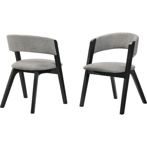 Rowan Dining Chair in Black Finish & Grey Fabric (Set of 2)