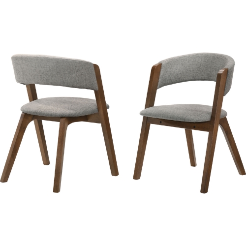 Rowan Dining Chair in Walnut Finish & Grey Fabric (Set of 2)