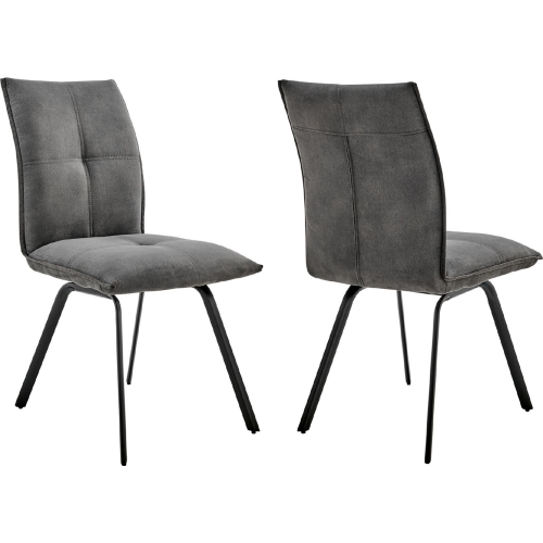 Rylee Dining Chair in Charcoal Gray Fabric & Black Metal (Set of 2)