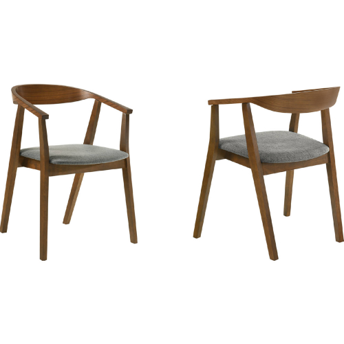 Santana Dining Chair in Walnut Finish Wood & Charcoal Gray Fabric (Set of 2)