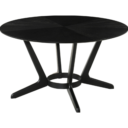 Santana 54" Round Dining Table in Black Finish Wood