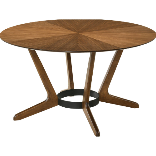 Santana 54" Round Dining Table in Walnut Finish Wood