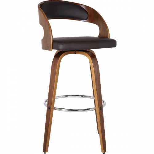 Shelly 26" Counter Stool in Walnut Wood Finish with Brown Leatherette