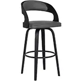 Shelly 30" Swivel Bar Stool in Black Brush Wood & Grey Leatherette