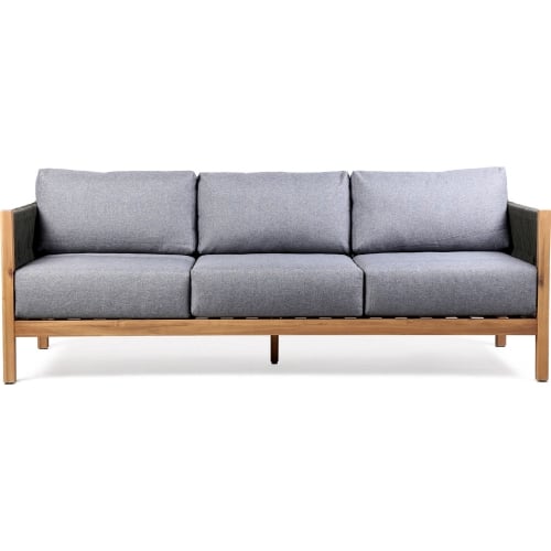 Sienna Outdoor Sofa in Teak Finish Acacia Wood & Grey Fabric