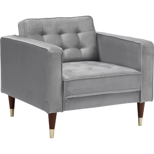 Somerset Club Accent Chair in Tufted Grey Velvet (Set of 2)