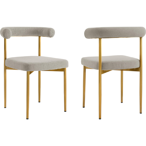 Shannon Dining Chair in Brushed Gold Stainless Steal & Taupe Fabric (Set of 2)