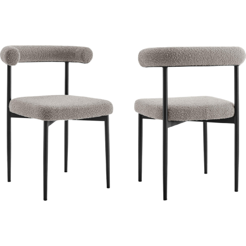 Shannon Dining Chair in Matte Black Iron & Cream Fabric (Set of 2)