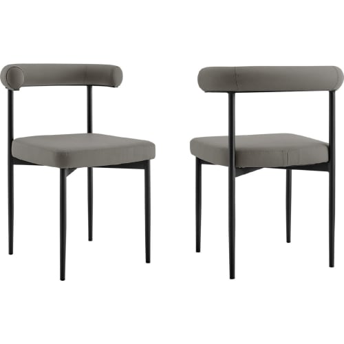 Shannon Dining Chair in Matte Black Iron & Light Gray Leatherette (Set of 2)