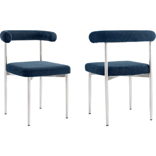 Shannon Dining Chair in Brushed Stainless Steal & Blue Fabric (Set of 2)