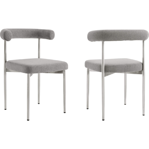 Shannon Dining Chair in Brushed Stainless Steal & Light Gray Fabric (Set of 2)