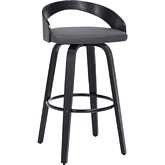 Sonia 26" Swivel Counter Stool in Grey Leatherette & Black Wood