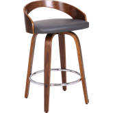 Sonia 26" Counter Stool in Gray Leatherette & Walnut