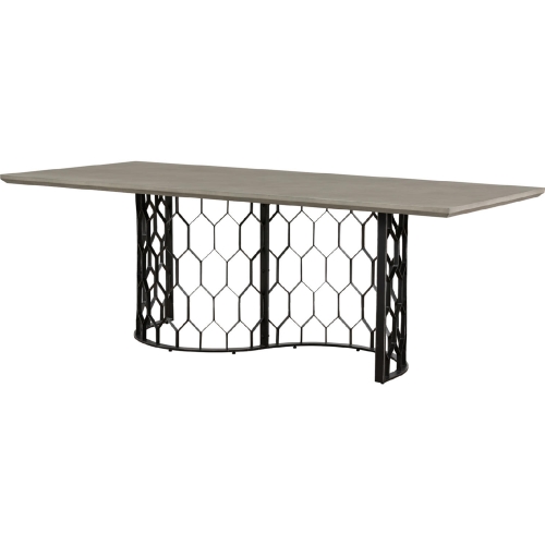 Solange 87" Dining Table in Gray Concrete & Black Metal