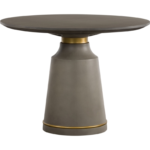 Pinni 39" Round Dining Table in Grey Concrete & Bronze