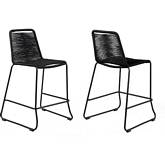 Shasta 30" Outdoor Bar Stool in Black Rope & Black Metal (Set of 2)