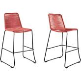 Shasta 30" Outdoor Bar Stool in Red Rope & Black Metal (Set of 2)