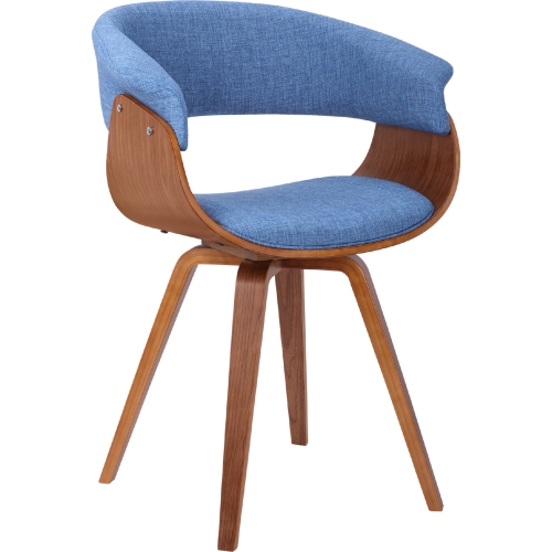 Summer Chair in Blue Fabric & Walnut Veneer