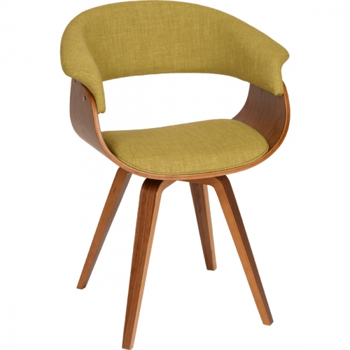 Summer Modern Chair in Green Fabric & Walnut Wood