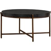 Sylvie Round Coffee Table Brushed Black Oak & Bronze