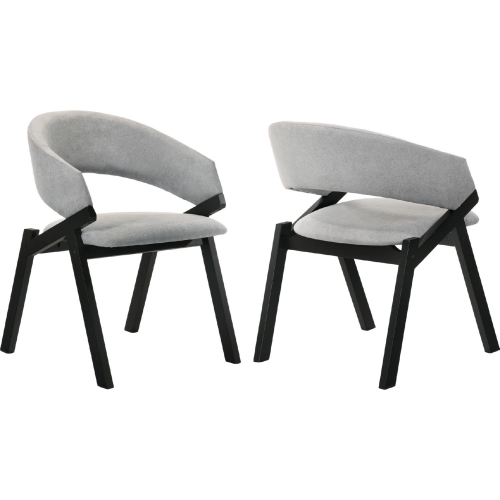 Talulah Dining Chair in Gray Fabric & Black Veneer (Set of 2)