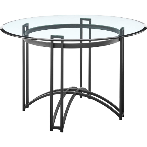 Tibet 48" Round Dining Table in Matte Black Iron & Glass