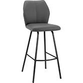 Tandy 30" Bar Stool in Gray Leatherette & Black Metal