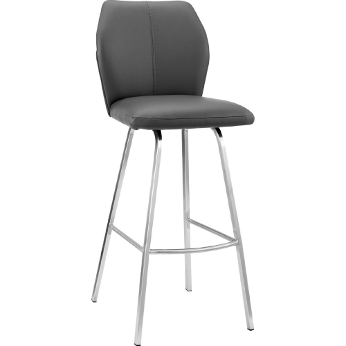 Tandy 30" Bar Stool in Gray Leatherette & Brushed Stainless Steel