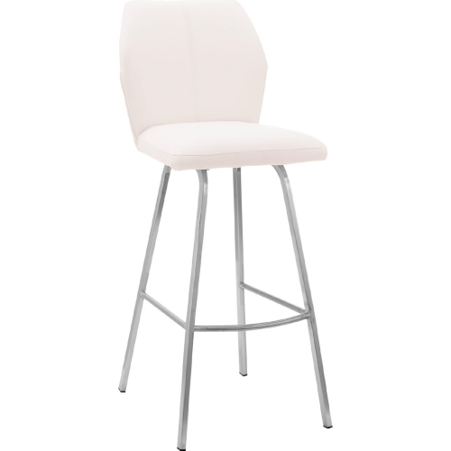 Tandy 26" Counter Stool in White Leatherette & Brushed Stainless Steel