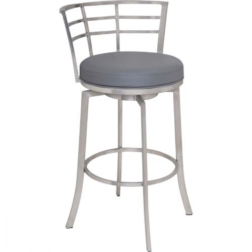 Viper 26" Counter Stool in Brushed Stainless Steel Finish w/ Grey Leatherette