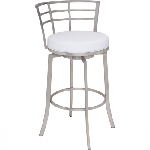 Viper 26" Counter Stool in Brushed Stainless Steel Finish w/ White Leatherette