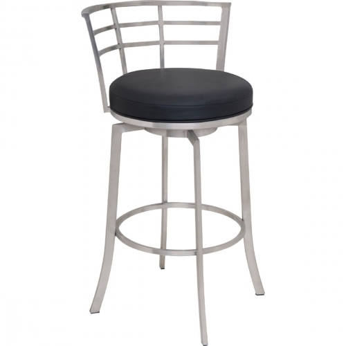 Viper 30" Bar Stool in Brushed Stainless Steel Finish with Black Leatherette