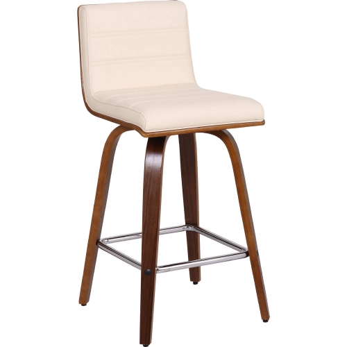 Vienna 26" Counter Stool in Cream Leatherette & Walnut