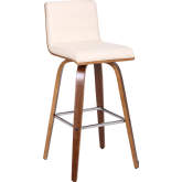 Vienna 30" Bar Stool in Cream Leatherette & Walnut