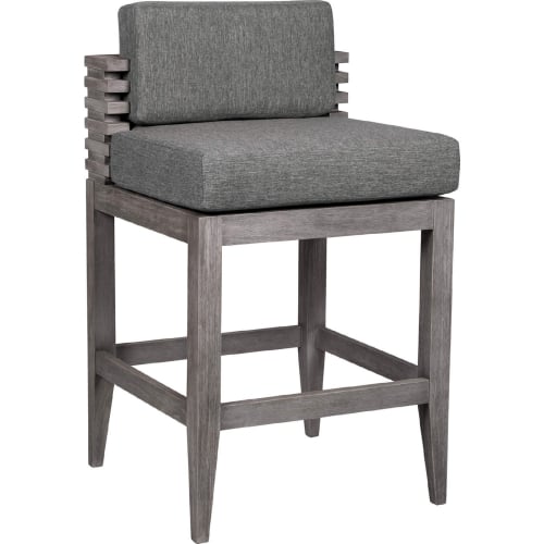 Vivid Outdoor 30" Bar Stool in Gray Eucalyptus Wood & Gray Olefin Fabric (Set of 2)