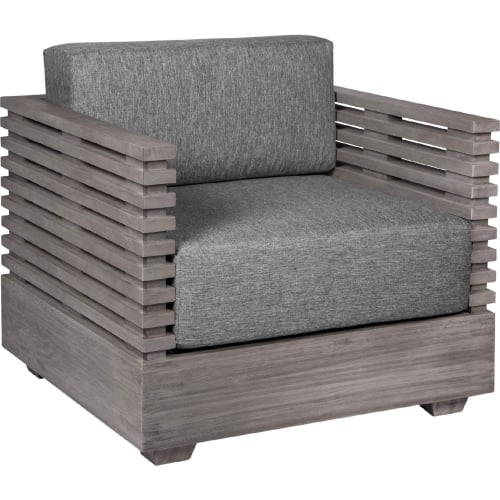 Vivid Outdoor Chair in Gray Eucalyptus Wood & Gray Olefin Fabric