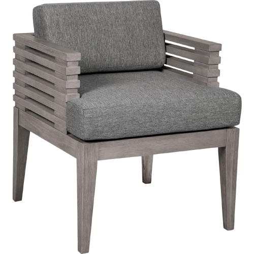 Vivid Outdoor Dining Chair in Gray Eucalyptus Wood & Gray Olefin Fabric (Set of 2)