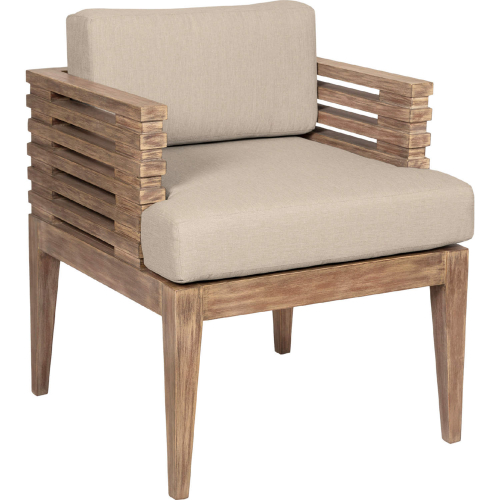 Vivid Outdoor Dining Chair in Light Eucalyptus Wood & Taupe Olefin Fabric (Set of 2)