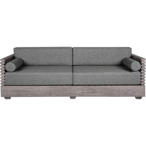 Vivid Outdoor Sofa in Gray Eucalyptus Wood & Gray Olefin Fabric