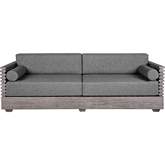 Vivid Outdoor Sofa in Gray Eucalyptus Wood & Gray Olefin Fabric