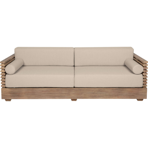 Vivid Outdoor Sofa in Light Eucalyptus Wood & Taupe Olefin Fabric