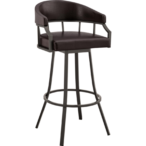 Valerie 30" Swivel Bar Stool in Brown Leatherette & Java Brown Metal