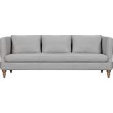 Vincenza 85" Sofa in Dove Gray Leather & Weathered Birch