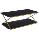 Westlake Coffee Table in Dark Brown Veneer w/ Brushed Gold Legs